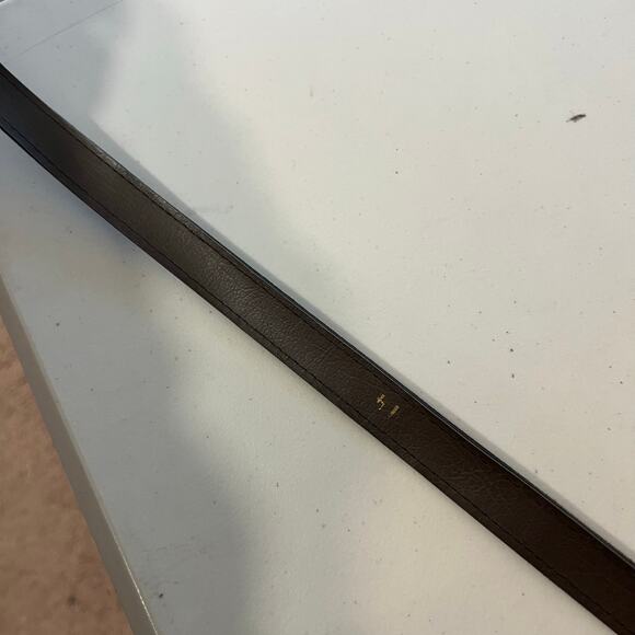 Vintage 90s Brown Vegan Leather Golden Buckle Belt Size Small - Medium - Picture 7 of 8